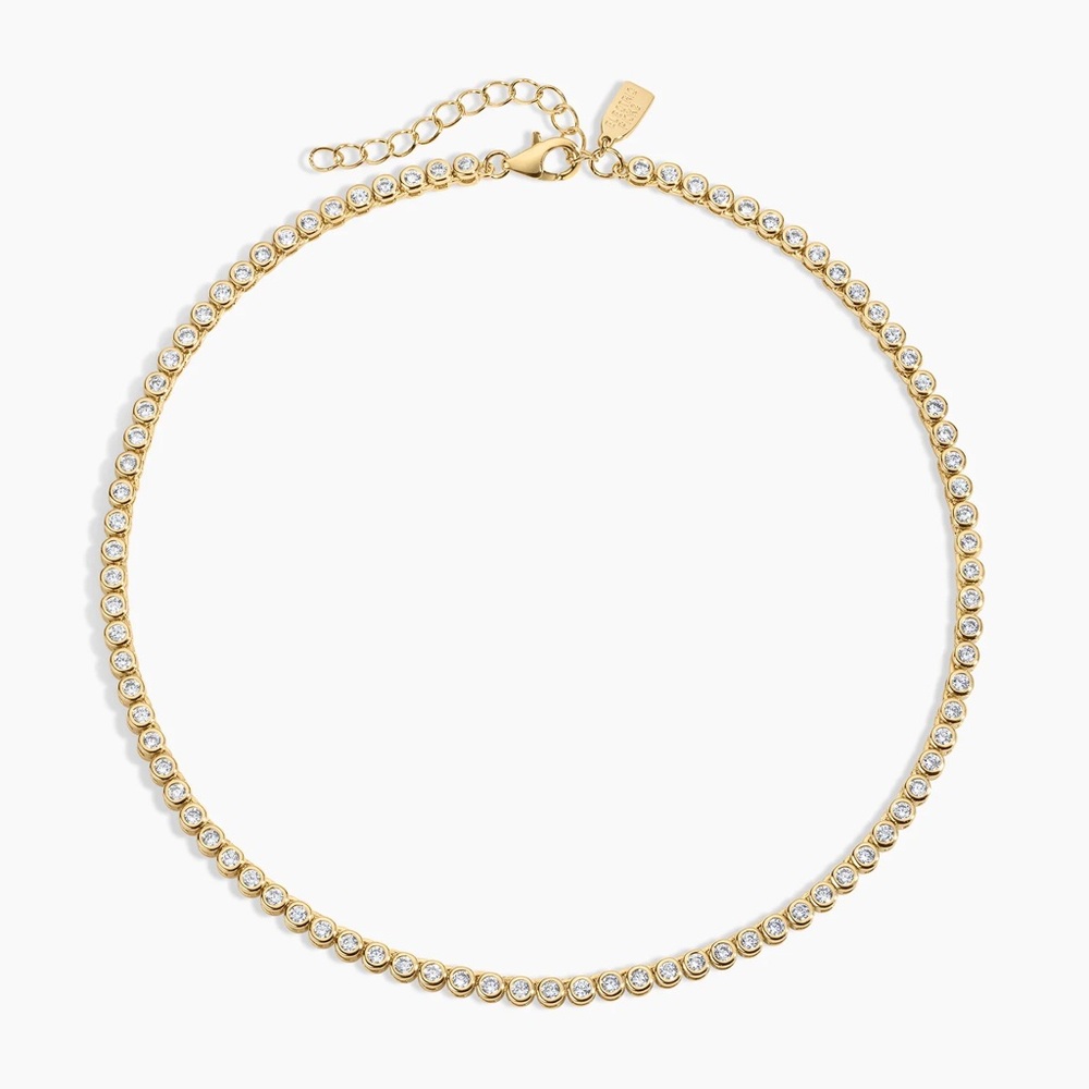 Gold Crystal Tennis Choker Necklace - Women